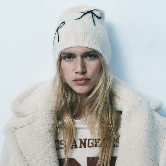BNWT ZARA THICK KNIT BOW BEANIE main image 6